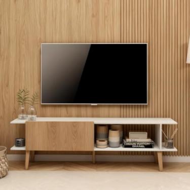 Imagem de Rack Tv 55 Polegadas Sala Home Estante Organizador Multiuso Branco