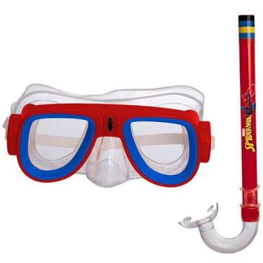 Imagem de Kit mergulho infantil com máscara de proteção e snorkel Homem-Aranha M