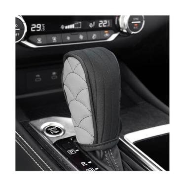 Imagem de BESULEN Capa de manípulo de mudança de marchas de carro, couro antiderrapante, respirável, automático, protetor de manete de câmbio, acessórios de decoração, universal para caminhão SUV Sedan (cinza)