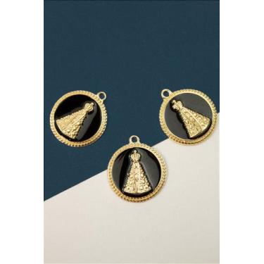 Imagem de Pingente Resinado Nossa Senhora Aparecida - 01 Unidade - Banho de Ouro