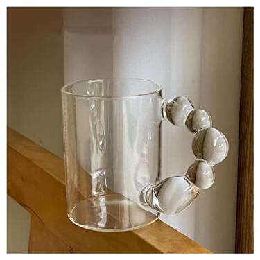 Imagem de Caneca Caneca de vidro para sala de estar, copo de água, copo de leite transparente para uso doméstico, com alça, xícara de café, caneca de café criativa