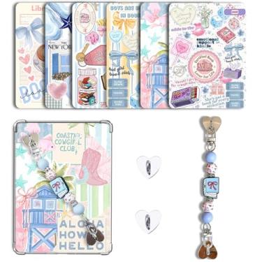 Imagem de CuddleJunk 6 peças de 17,3 cm x 12,2 cm transparentes de capa traseira compatíveis com papel Kindle branco 11 a 12 cores macias com pingente de alça de silicone, acessórios para e-reader Kindle