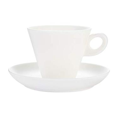Imagem de Caneca branca de sebo jade porcelana café expresso com pires caneca de café elegante charme europeu xícaras de chá de cerâmica para café, caneca de chá e café (tamanho: 200 onças)