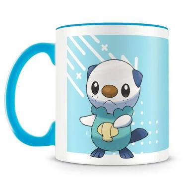 Imagem de Caneca Pokémon Oshawott - Porcelana Personalizada com Alça Azul Claro 