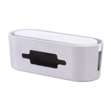 Imagem de NonMiFyR Caixa de gerenciamento de cabos, organizador de réguas de energia 32x13x11 cm, acessório leve e versátil com suporte para telefone, dissipação de, Cinza