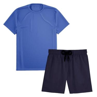 Imagem de Kit Short Praia Academia Passeio Treino Marinho + Camiseta Manga Curta Masculina-Masculino