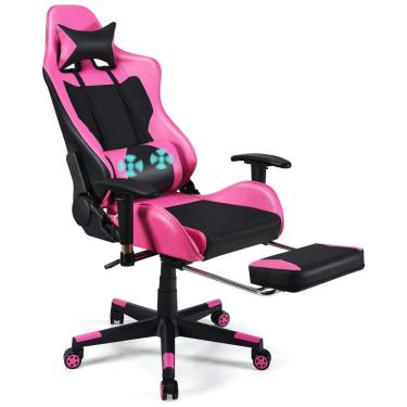 Imagem de Cadeira Gamer Ergonômica Ajustável com Apoio para os Pés, POWERSTONE, Rosa