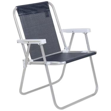 Imagem de Cadeira De Praia Alta Lazy Aluminio Sannet Preto Bel
