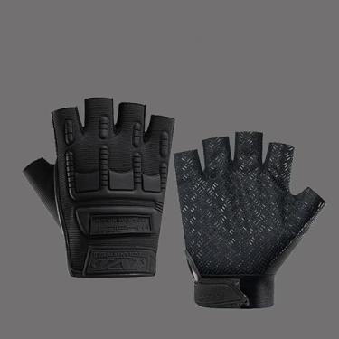 Imagem de 2 luvas táticas para homens, luvas de meio dedo com proteção rígida e excelente aderência, luvas protetoras de escalada para entusiastas do exército, escalada, aventura, crossfit