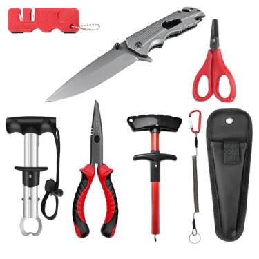 Imagem de Abodadventures Kit De Ferramentas Pesca Bolso, Faca, Alicate E Tesoura, Pinça Para Lábios Peixe, Removedor Anzol, Apontador, Bainha, Cordões, Aboda - Presentes Exclusivos Homens (Classy8)