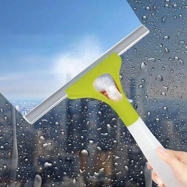 Imagem de Rodo 2 em 1 com frasco de spray, rodo de chuveiro para portas de vidro - multiuso para portas de chuveiro, janelas, espelhos, azulejos e vidro de carro, amarelo