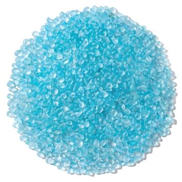 Imagem de Keedolla Pedras de gude de vidro do mar azul gelo pedras preciosas de vidro fosco para pedras de aquário, cascalho de tanque de peixes, enchimentos de vasos, artesanato DIY - 230 g/8 oz