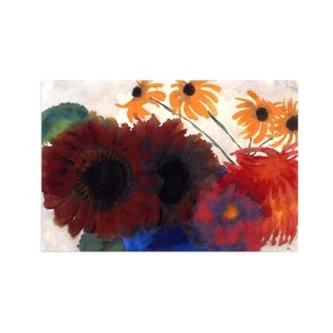 Imagem de Pôster e impressões em tela de flores vintage - reprodução de pintura de arte de parede famosa - flores vermelhas - imagens para sala de estar 80 x 120 cm 31 x 47 pol sem moldura