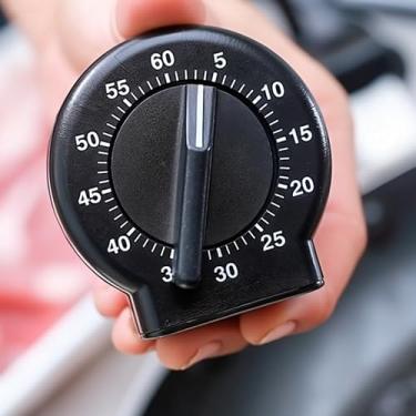 Imagem de Temporizador mecânico redondo de 60 minutos, relógio de contagem regressiva visual com alarme alto, temporizador manual para estudo em casa, sala de aula, culinária