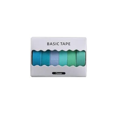 Imagem de Conjunto de adesivos Washi de cor sólida, adesivos decorativos para artes, artesanato, material de diário, scrapbook, cartão, embrulho de presente