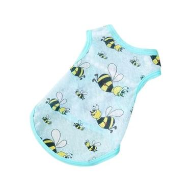 Imagem de Camiseta de gato ultrafina respirável com desenho animado para animais de estimação, roupas fofas de proteção solar para gatos, colete de cachorro (S-bee)