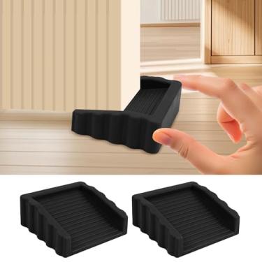 Imagem de Rolhas de porta, 2 peças de cunha de superfície fosca de plástico, batentes de porta empilháveis resistentes ao chão (preto)