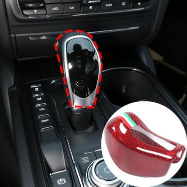 Imagem de Aotumcer Capa de manípulo de mudança de marchas de carro de fibra de carbono verdadeira, compatível com Maserati Levante 2016-2018 Maserati Ghibli 2013-2018 Maserati President 2013-2018 capa de