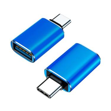 Imagem de Adaptador USB C macho para USB 3 fêmea, conversor de cabo de carregador USB para tipo C, Plug and Play de alta velocidade, compatível com vários dispositivos-2 pacotes/azul
