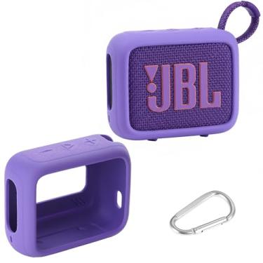 Imagem de AONKE Capa de silicone compatível com alto-falante Bluetooth ultra portátil JBL Go 4 (Roxo)