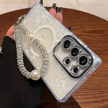 Imagem de Capa com cordão de mão com estampa de concha para Samsung S25 Ultra, capa para Galaxy S24 S23 A56 A56, película com lente brilhante, A4, para Samsung S25 Plus