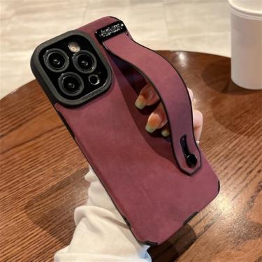 Imagem de Pulseira de couro capa de telefone macia para iphone 11 12 13 14 15 pro max plus x xr xs 7 8 plus se suporte capa traseira, vinho tinto, para iphone 7plus