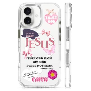 Imagem de OKBUOK Capa para iPhone 17 [compatível com Magsafe], capa magnética transparente de silicone à prova de choque com estampa de fita borboleta Jesus Faith