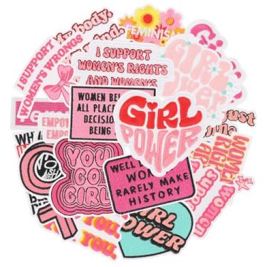 Imagem de 20 peças de adesivos femininos bordados a ferro em ferro para mulheres, inspiradores feministas costurados em apliques para roupas, chapéus, mochilas, jaquetas, jeans, artesanato feminino bordado DIY