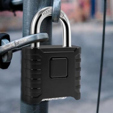 Imagem de Cadeado de combinação de 4 dígitos, código de liga de zinco, redefinível, bloqueio de portão ao ar livre, seguro, escola, academia, cadeado à prova de ferrugem, cadeado com senha, resistente