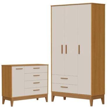 Imagem de Guarda Roupa Infantil Flip 3 Portas com Cômoda Infantil Sapateira Flip