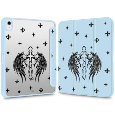 Imagem de VibrantFruitique Capa Y2k Gothic para iPad Air 11 polegadas M3 (2025)/M2(2024), iPad Air 5ª/4ª geração 11 polegadas Dark Wings Cross Clear Hard Back Hybrid Case, com suporte de lápis e capa fina com