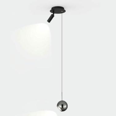 Imagem de WLHAZMWY Luminária pendente preta luminária de teto luminária de cabeceira com holofote 90 luz de suspensão ajustável 15W (modo de 3 cores)