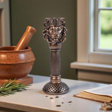 Imagem de Suporte de castiçal de animal coroado de cobre quadriculado cônico, decoração de resina gótica eclética para mesa de cornija, prateleira de casa, mesa de trabalho, decorações de Natal de Halloween