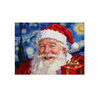 Imagem de Natal Pintura arte parede em tela-Noite estrelada homem velho-Imagem decoração moderna-Impressões Sala de Estar 60x80cm Sem Moldura