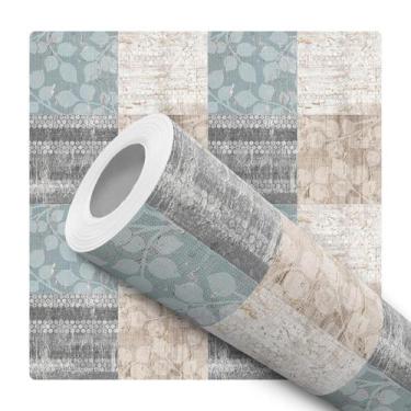 Imagem de Papel De Parede Adesivo Lavável Xadrez Cinza Bege Claro Sala Quarto Es