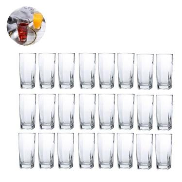Imagem de Jogo de 24 Copos de Vidro Quadrado Bali 320ML Refresco Drinks - PRATIC