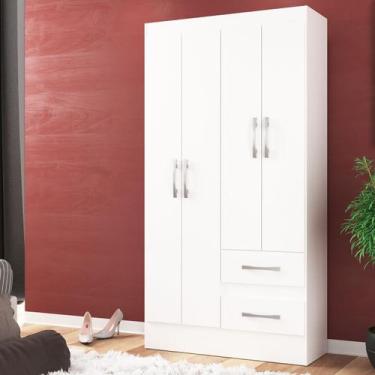 Imagem de Guarda-Roupa Solteiro Conde 4 Portas 2 Gavetas Cor Branco - Direto Sim