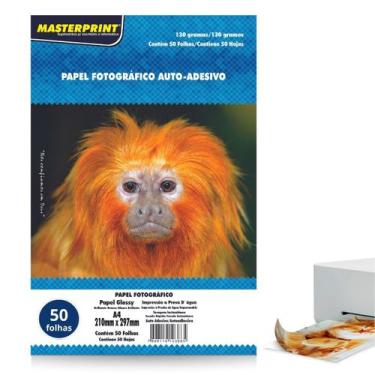 Imagem de Papel Foto Adesivo Glossy prova dagua A4 130g 50fls Brilhante Secagem 