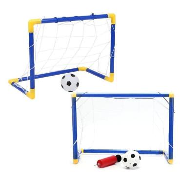 Imagem de Kit 2 Traves Futebol Mini Golzinho Infantil +2 Bola 2 Bo Azu