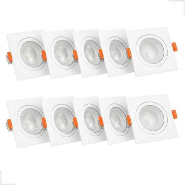 Imagem de Kit - 10 Spot 5W Quadrado Led Olho D Luz Branco 6500K 100-24