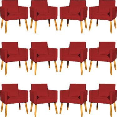Imagem de Kit 12 Poltronas Decorativa Para Sala Nina Suede Cores Pé Palito 30cm Castanho - Suede