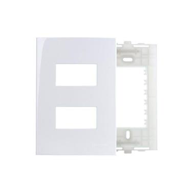 Imagem de Placa Com Suporte Margirius Sleek 4x2 Para 2 Módulos Horizontais Distanciados Branca