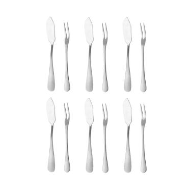 Imagem de Faca Manteiga Espatula e Garfo para Petiscos Fruta Inox 12un