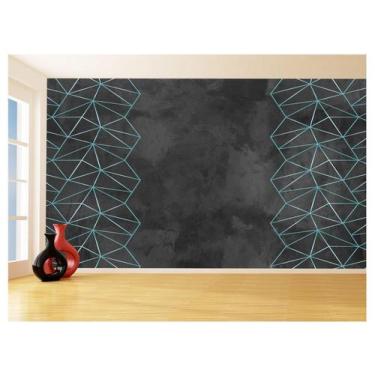 Imagem de Papel De Parede Concreto Linhas Azul Turquesa 3,5M Kkt321 - Você Decor