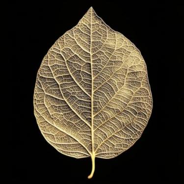 Imagem de Quadro Decorativo Golden Leaf com Estampa Intricada Textura Metálica Brilhante - Arte Moderna para Parede de Luxo 30x30cm