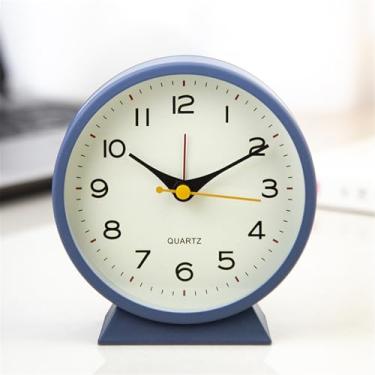 Imagem de Relógio de alarme analógico 4 5 polegadas pequeno computador retrô alimentado por bateria mesa metal fino com luz adequado para decoração sala estar quarto e cabeceira
