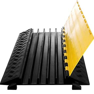 Imagem de Cabo de proteção conveniente e prático de 5 canais, rampa para entrada de automóveis, borracha, colisões de velocidade de trânsito, protetor de cabo de calçada de garagem resistente