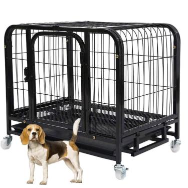 Imagem de Gaiola Cao Gato Cachorro Pet Canil Pet Shop Transporte Rodinhas Animal de Estimaçao Bandeja Removivel Resistente Seguro