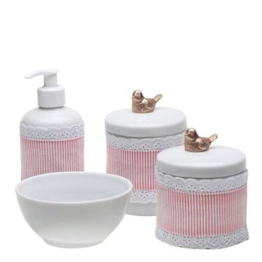 Imagem de Potes, Molhadeira e Porta Álcool Gel Capa Passarinho Dourado - Potinho