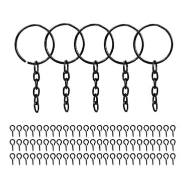 Imagem de Argola Com Corrente 23mm Resistente Artesanato Com Pitão Criação De Chaveiro (500, Preto, 23mm)